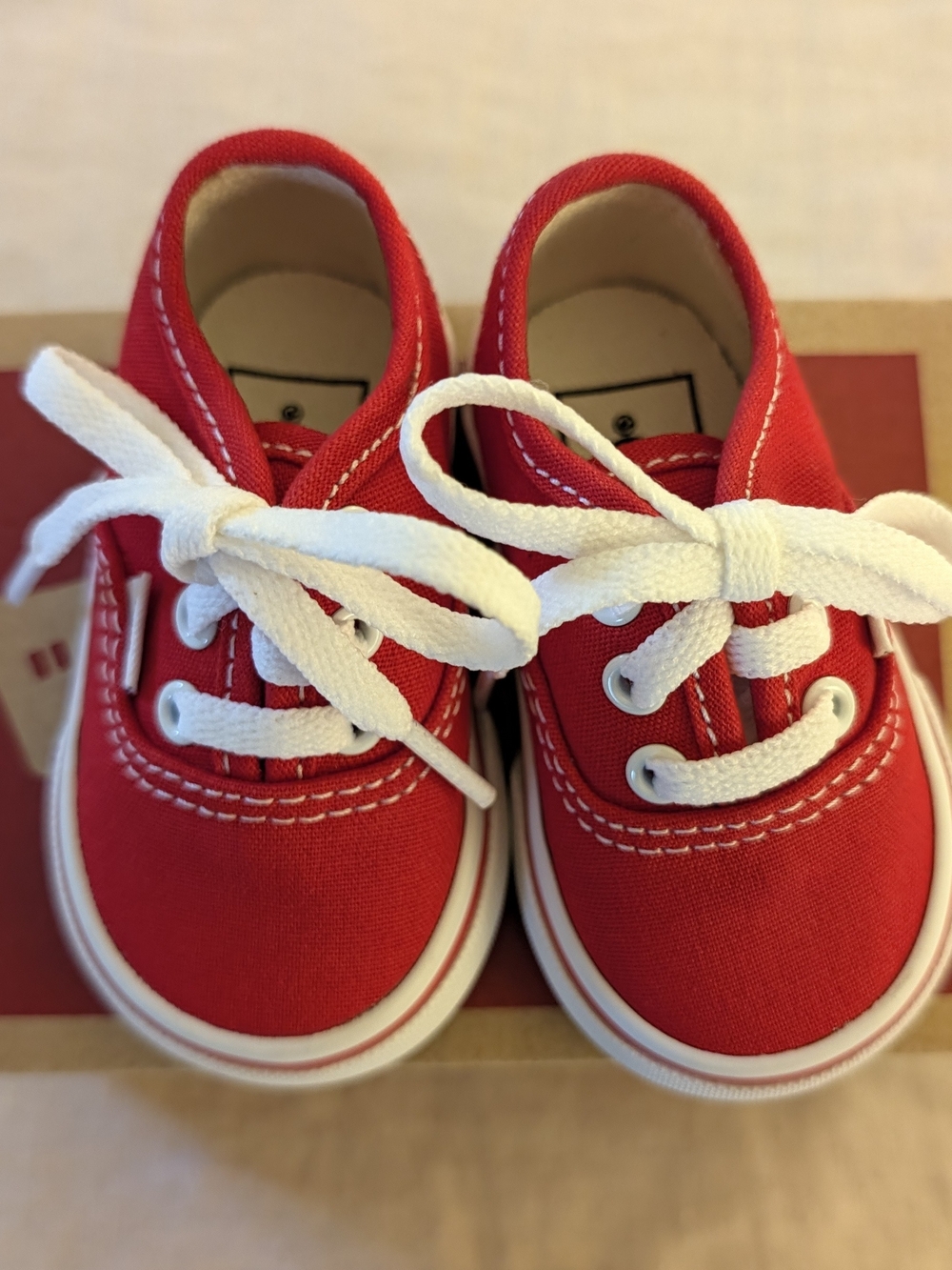 Vans Authentic Red Canvas Toddler Lace-Up Shoes